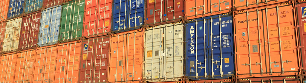 Blue White Orange and Brown Container Van<br />
