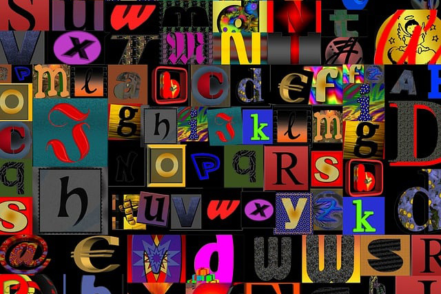 Image of typeset letters in multiple colors.